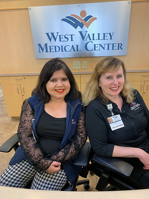 Two volunteers at West Valley Medical Center